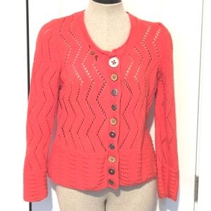 Pure Handknit Women's Size M/L Cardigan Sweater Orange Button Accents-28